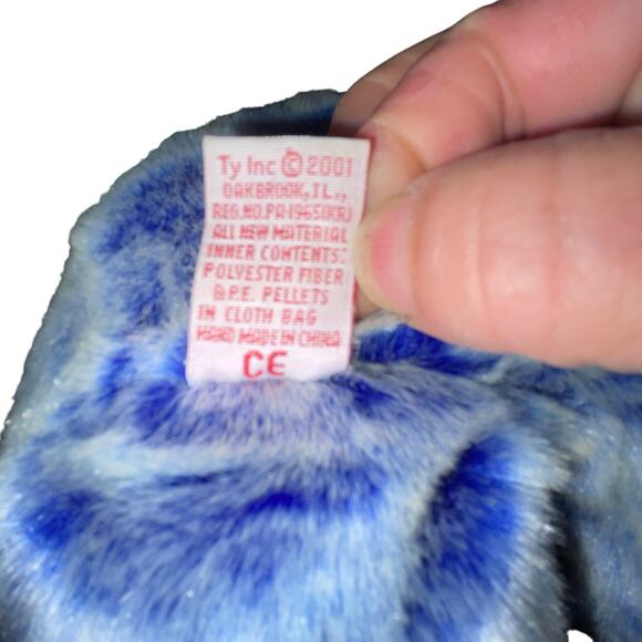 Vintage Ty Beanie Buddies Teddy Bear Plush Periwinkle Stuffed 2001 Nursery Blue - Picture 10 of 13